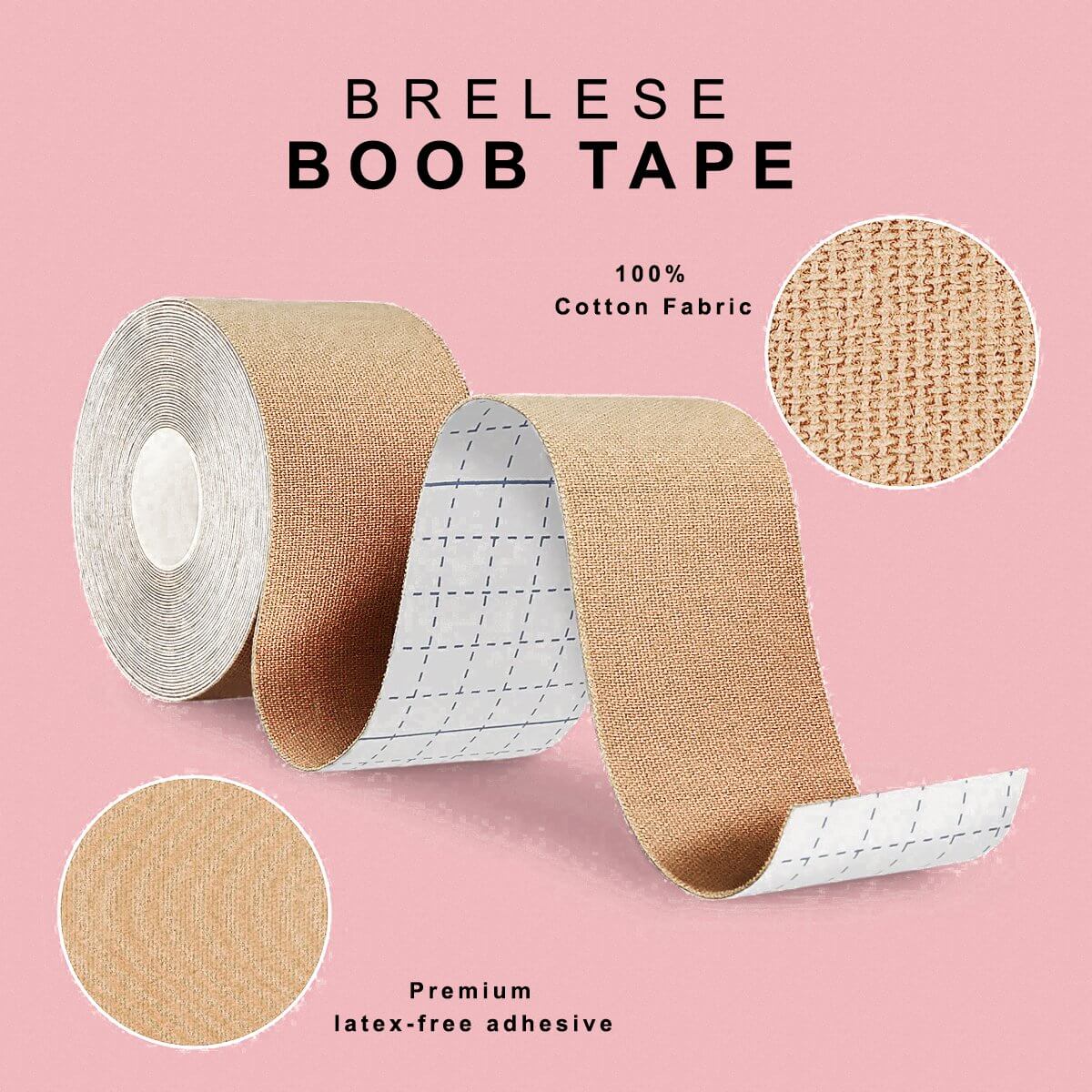 The top layer is made of 100% cotton, while the bottom part features premium latex-free adhesive.