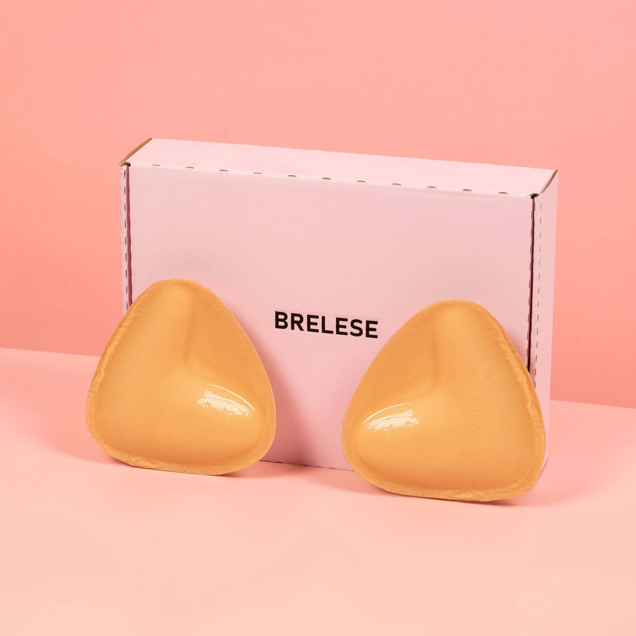 Nude Double Sticky Push-up bra inserts turned from the front side to showcase the padding